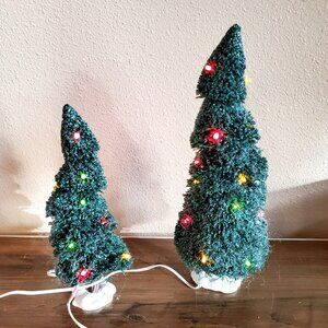 2004 Department 56 Village Accessories Twisty Glitter Pines set of 2